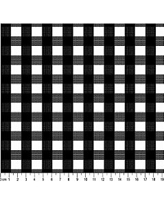 Tricoline Fio Tinto Xadrez 20XM Preto 100% Alg 50cm x 1,50mt