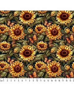 Tricoline Digital 3D Sunflowers Girassol (05) 50cm x 1,50mt