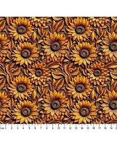 Tricoline Digital 3D Sunflowers Girassol (04) 50cm x 1,50mt