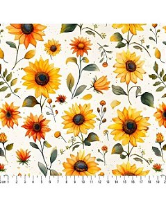 Tricoline Digital 3D Sunflowers Girassol (01) 50cm x 1,50mt