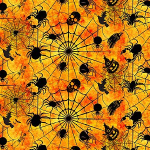 Tricoline Digital Halloween Teia de Aranhas, 50cm x 1,50mt