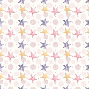 Tricoline Digital Estrelinhas Menina, 100%Alg, 50cm x 1,50mt