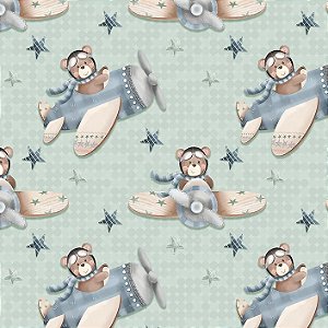 Tricoline Digital Voe Alto Menino, 100%Algodão 50cm x 1,50mt