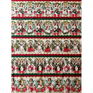 Tricoline Digital Barrado Anjos de Natal, 50cm x 1,50mt