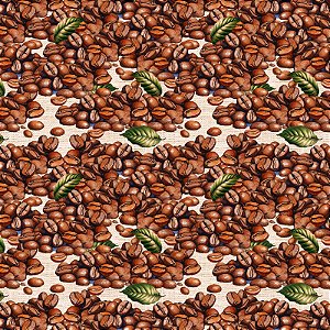Tricoline Digital Café Fundo Bege, 100%Algodão 50cm x 1,50mt
