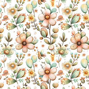 Tricoline Digital Floral G. Espaçado Amarelo 50cm x 1,50mt