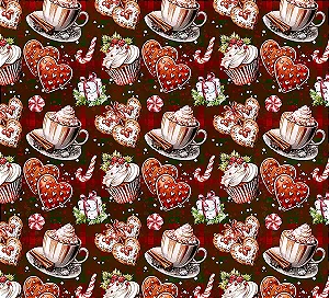 Tricoline Sweet Christmas 7, 100% Algodão, 50cm x 1,50mt