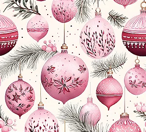 Tricoline Digital Natal Rosa 3, 100% Algodão, 50cm x 1,50mt