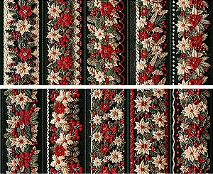 Tricoline Barrado Flores Natalinas, 100% Alg., 50cm x 1,50mt