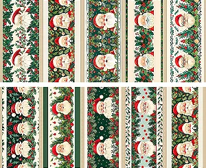 Tricoline Barrado Papais Noeis, 100% Algodão, 50cm x 1,50mt