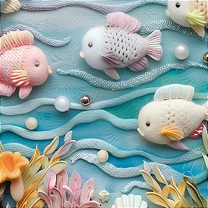 Tricoline Digital Oceano 05, 100% Algodão, 50cm x 1,50mt