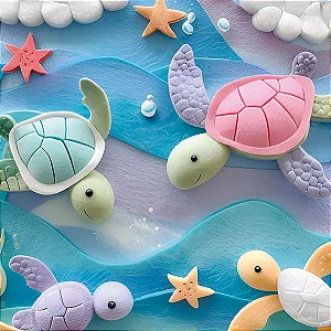Tricoline Digital Oceano 04, 100% Algodão, 50cm x 1,50mt