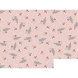 Cotton Linen Raminhos F. Rosê, 80%Alg 20%Lin, 50cm x 1,52mt