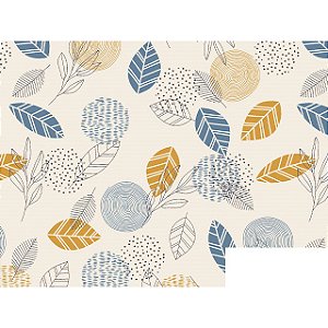 Cotton Linen Folhas 02, 80% Algodão 20% Linho, 50cm x 1,52mt