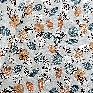 Cotton Linen Folhas 01, 80% Algodão 20% Linho, 50cm x 1,52mt