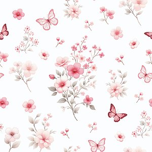 Fralda Mini Quad. Borboletas no Jardim Rosa 50cm X 75cm