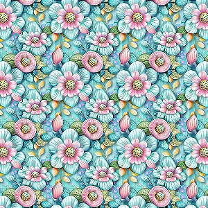 Tricoline Digital Garden 6, 100% Algodão, 50cm x 1,50mt