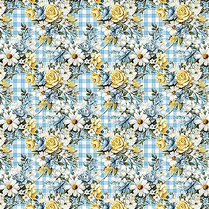 Tricoline Digital Flor Sol De Verão 1, 100%Alg 50cm x 1,50m