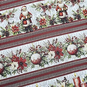 Tricoline Digital Barrado Decoração de Natal, 50cm x 1,50mt