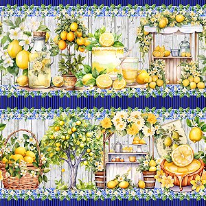 Tricoline Digital Barrado Limão Siciliano, 50cm x 1,50mt