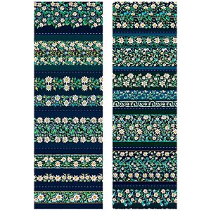Tricoline Digital Barrado Margaridas, 100%Alg. 50cm x 1,50mt