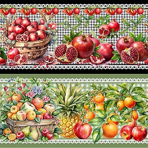 Tricoline Digital Barrado Cesta de Frutas, 50cm x 1,50mt