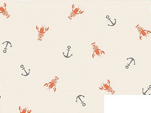 Cotton Linen Lagostas 01, 80%Algodão 20%Linho, 50cm x 1,52mt