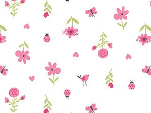 Fralda Micro Quadr. Digital Florzinhas Rosa 50cm X 75cm