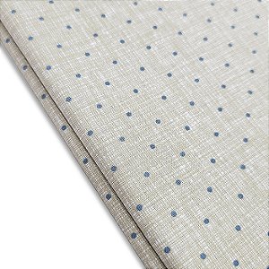 Tricoline Linho com Poá Azul Capri 100%Algodão 50cm x 1,50mt