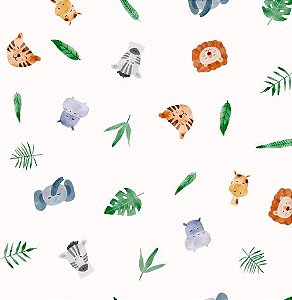 Tecido Flanela Est. Digital Safari Baby, 100%Alg 50cm X 78cm
