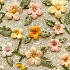 Tricoline Digital Natureza Floral Creme 100%Alg 50cm x 1,50m