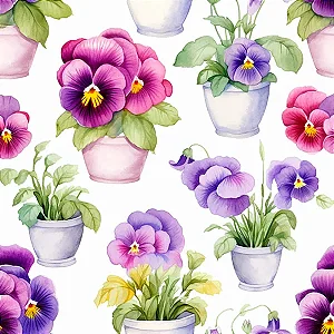 Tricoline Digital Amor Perfeito Flor 2, 100%Alg 50cm x 1,50m
