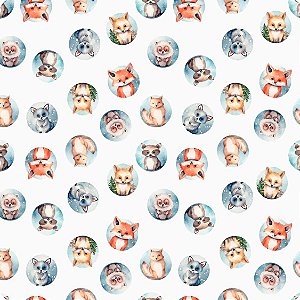 Tecido Fustão Dig. Animais Diversos, 100%Alg. 50cm x 1,50mt
