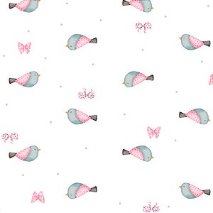 Tricoline Digital Pássaros e Laços, 100% Alg. 50cm x 1,50mt