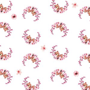 Tricoline Digital Lua de Flores, 100% Algodão, 50cm x 1,50mt