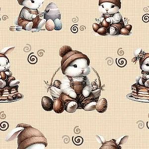 Tricoline Digital Páscoa 88, 100% Algodão, 50cm x 1,50mt