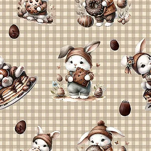 Tricoline Digital Páscoa 89, 100% Algodão, 50cm x 1,50mt