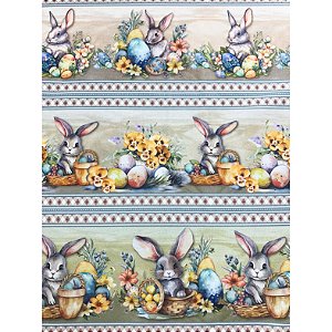 Tecido Tricoline Barrado Páscoa 04, 100%Algodão 50cm x 1,50m