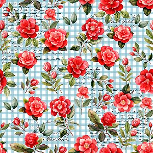 Tricoline Digital Floral Pétalas de Amor, 55cm x 1,50mt