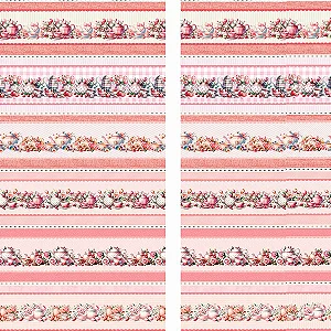 Tricoline Digital Barrado Pink Tea, 100% Alg., 50cm x 1,50mt