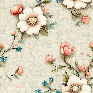 Tricoline Digital Delicatesse Flores 1, 100%Alg 50cm x 1,50m