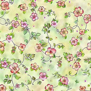 Tricoline Digital Tartar Florzinhas, 100%Alg., 50cm x 1,50mt