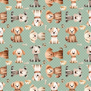 Tricoline Digital Doguinhos, 100% Algodão, 50cm x 1,50mt