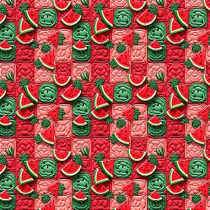 Tricoline Digital Frutas Patch Melancia 100%Alg 50cm x 1,50m