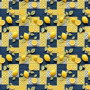 Tricoline Digital Frutas Patch Limões, 100%Alg, 50cm x 1,50m