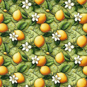 Tricoline Digital Frutas Patch Limões em Verde, 50cm x 1,50m