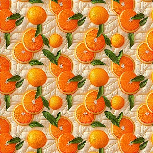 Tricoline Digital Frutas Patch Laranjas 100%Alg 50cm x 1,50m