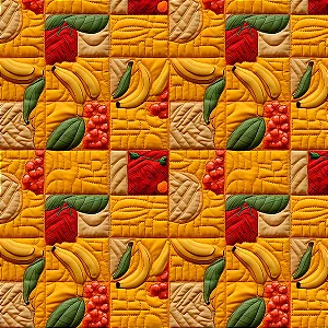 Tricoline Digital Frutas Patch Bananas, 100%Alg 50cm x 1,50m