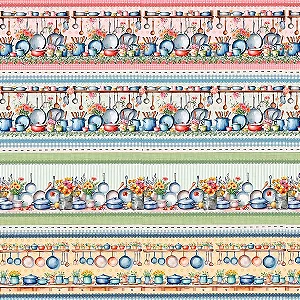 Tricoline Digital Barrado Utensílios, 100%Alg, 50cm x 1,50mt