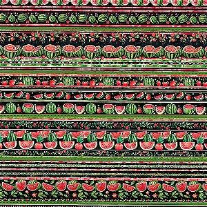 Tricoline Digital Barrado Melancias, 100%Alg, 50cm x 1,50mt